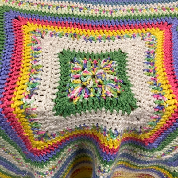 Small Handmade Crochet Blanket 45” x 47” Multicolor - Picture 15 of 16
